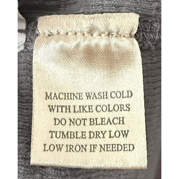 32 Bar Blues Men's Waffle Slub Crew Henley Shirt Long Sleeve Raw Edges Gray M - Picture 4 of 5